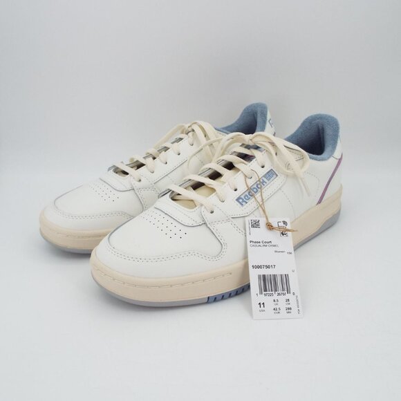 Reebok Shoes - Reebok Phase Court White Leather Chalk Blue Athletic Sneakers Size 11